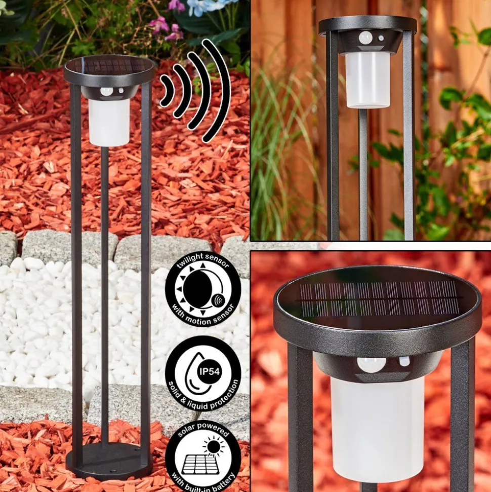 Borne Lumineuse Lokpano Led Noir, Blanc, 1 Lumiere, Detecteur De Mouvement