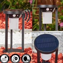 Borne Lumineuse Lokpano Led Noir, 1 Lumiere, Detecteur De Mouvement