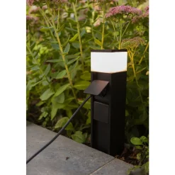 Borne Lumineuse Lutec Mains Led Noir, 1 Lumiere