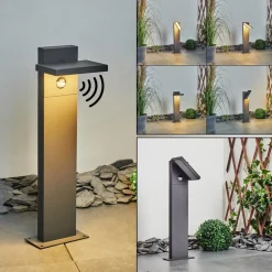 Borne Lumineuse Lyckan Led Anthracite, 1 Lumiere, Detecteur De Mouvement