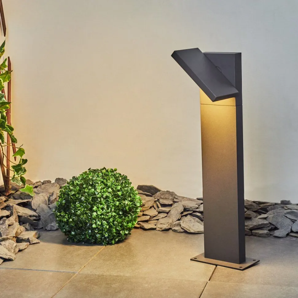Borne Lumineuse Lyckan Led Anthracite, 1 Lumiere, Detecteur De Mouvement
