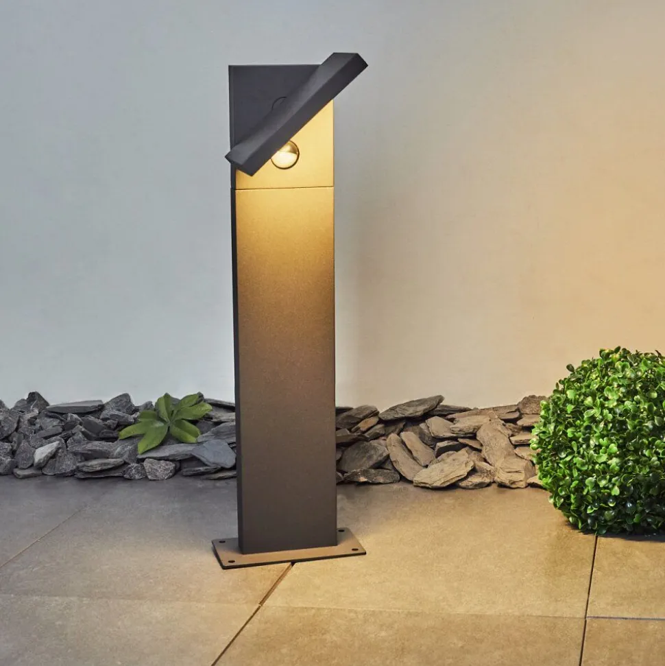 Borne Lumineuse Lyckan Led Anthracite, 1 Lumiere, Detecteur De Mouvement