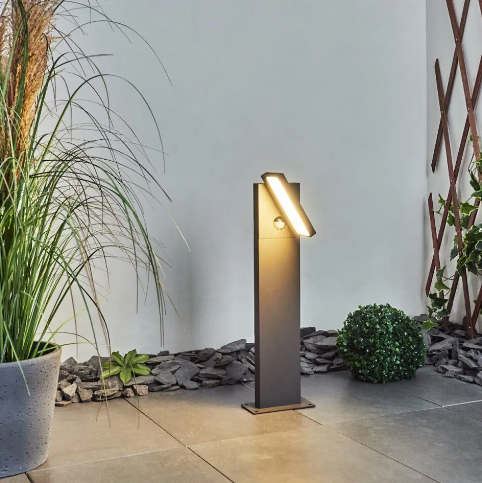 Borne Lumineuse Lyckan Led Anthracite, 1 Lumiere, Detecteur De Mouvement