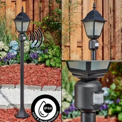 Borne Lumineuse Naofe Noir, 1 Lumiere, Detecteur De Mouvement