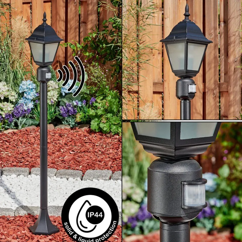 Borne Lumineuse Naofe Noir, 1 Lumiere, Detecteur De Mouvement