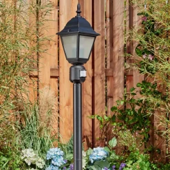 Borne Lumineuse Naofe Noir, 1 Lumiere, Detecteur De Mouvement