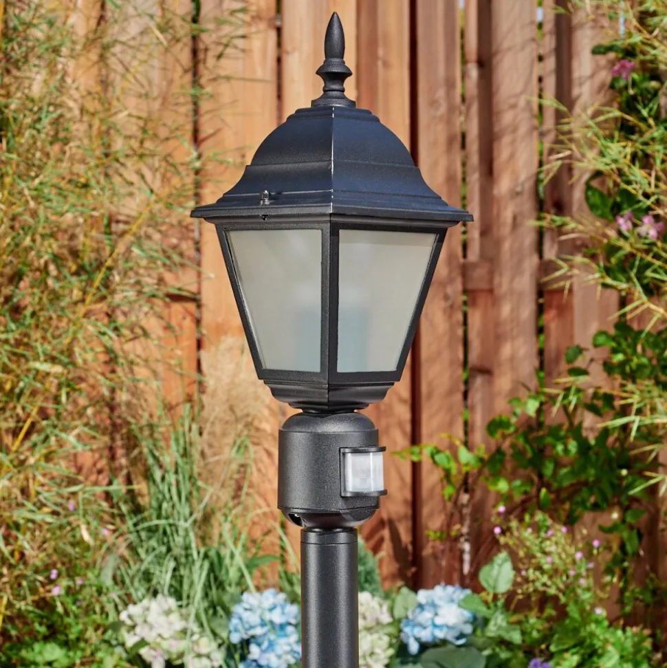 Borne Lumineuse Naofe Noir, 1 Lumiere, Detecteur De Mouvement