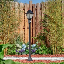Borne Lumineuse Naofe Noir, 1 Lumiere, Detecteur De Mouvement