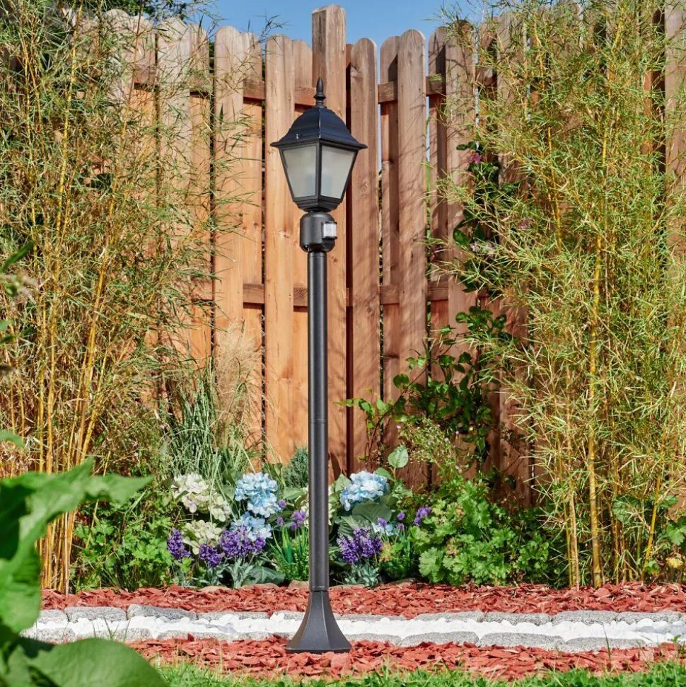 Borne Lumineuse Naofe Noir, 1 Lumiere, Detecteur De Mouvement