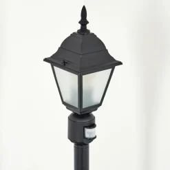 Borne Lumineuse Naofe Noir, 1 Lumiere, Detecteur De Mouvement