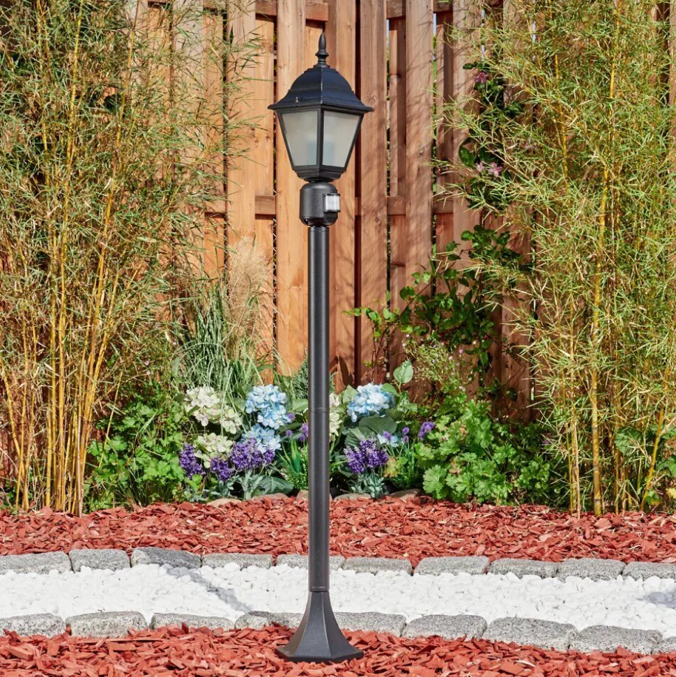 Borne Lumineuse Naofe Noir, 1 Lumiere, Detecteur De Mouvement