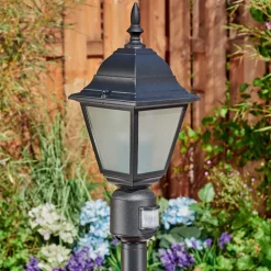 Borne Lumineuse Naofe Noir, 1 Lumiere, Detecteur De Mouvement