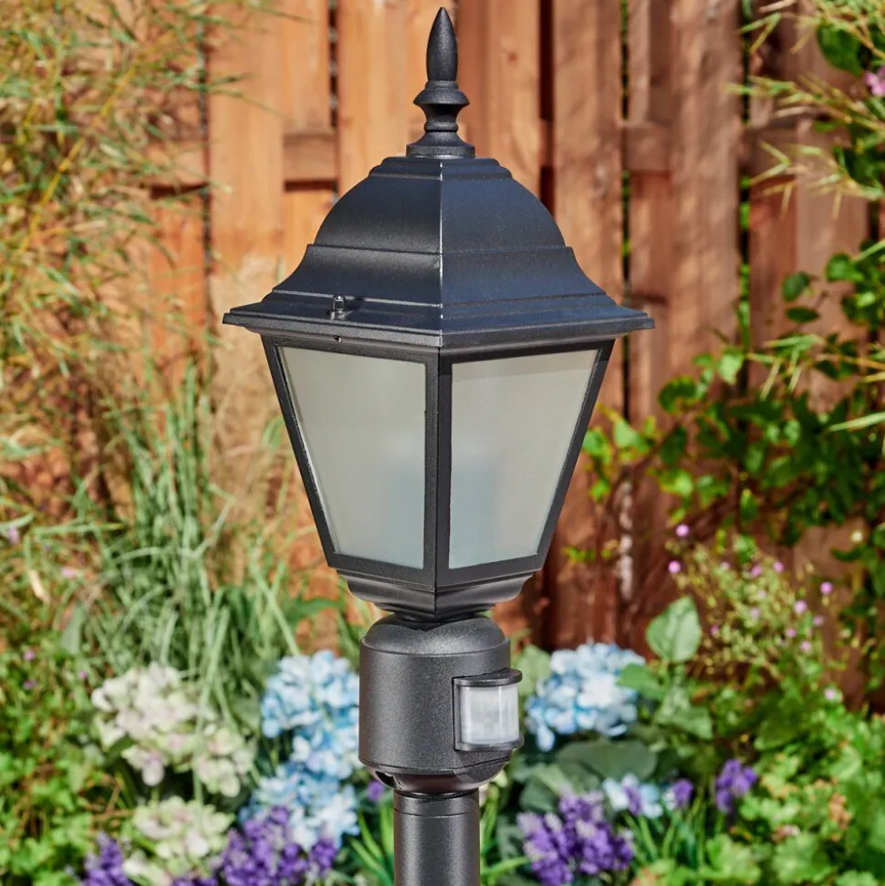 Borne Lumineuse Naofe Noir, 1 Lumiere, Detecteur De Mouvement