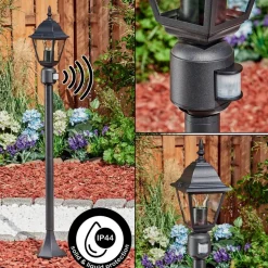 Borne Lumineuse Naofe Noir, 1 Lumiere, Detecteur De Mouvement