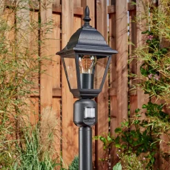Borne Lumineuse Naofe Noir, 1 Lumiere, Detecteur De Mouvement