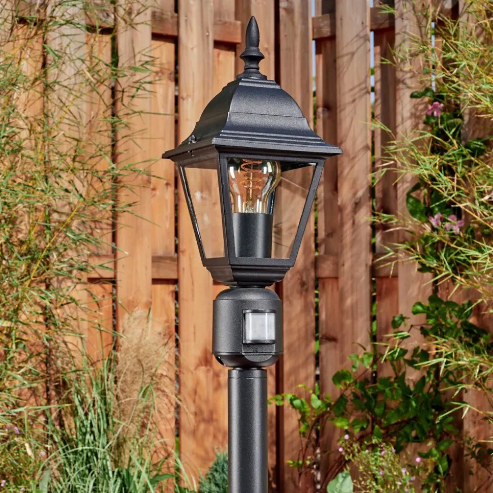 Borne Lumineuse Naofe Noir, 1 Lumiere, Detecteur De Mouvement