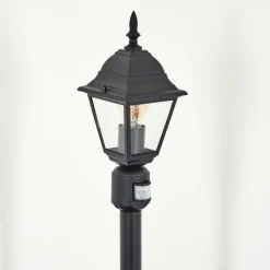 Borne Lumineuse Naofe Noir, 1 Lumiere, Detecteur De Mouvement