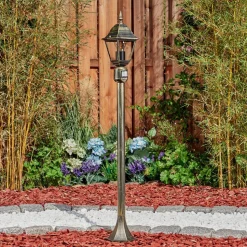 Borne Lumineuse Naofe Or, Noir, 1 Lumiere, Detecteur De Mouvement