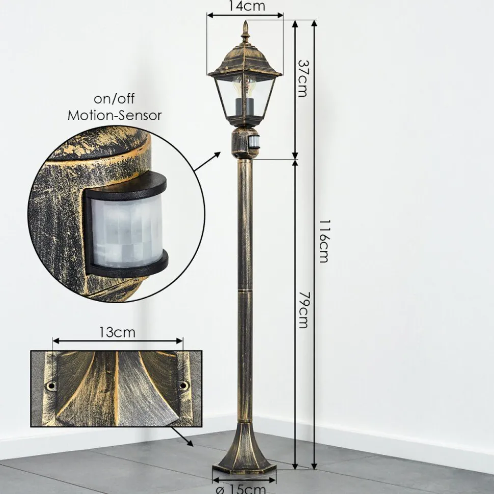 Borne Lumineuse Naofe Or, Noir, 1 Lumiere, Detecteur De Mouvement