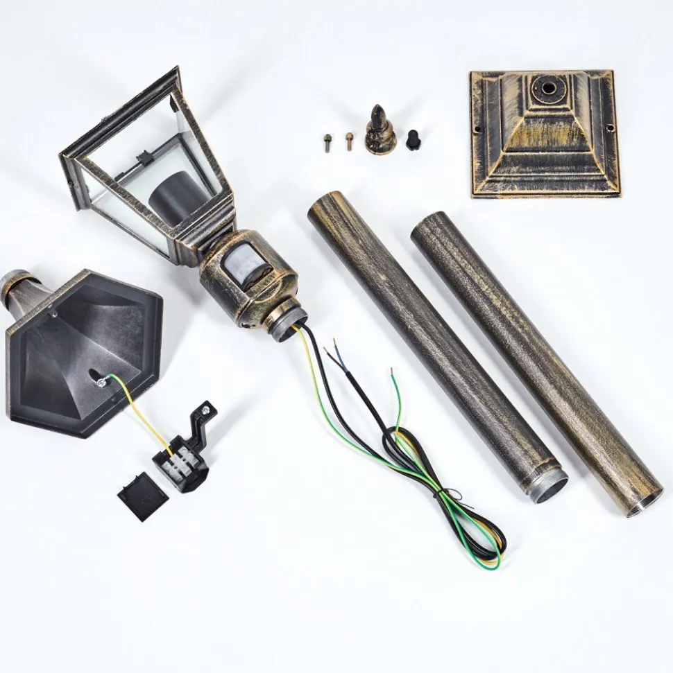 Borne Lumineuse Naofe Or, Noir, 1 Lumiere, Detecteur De Mouvement