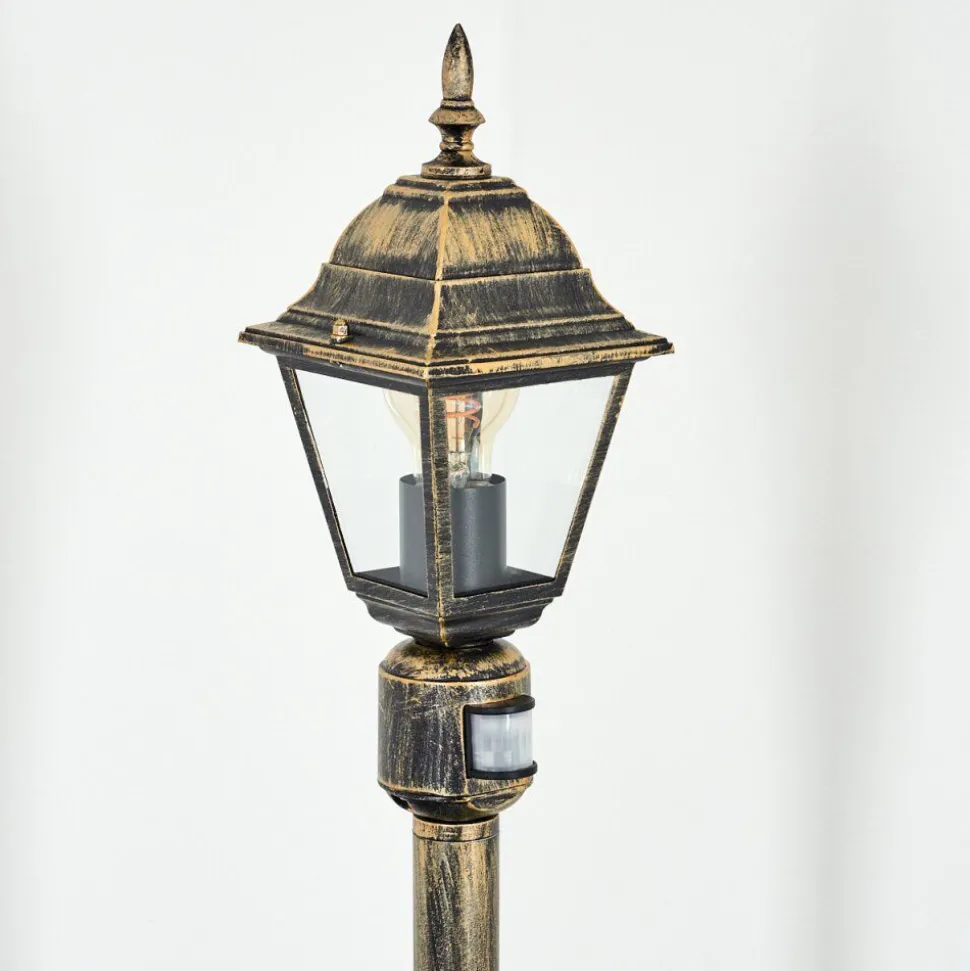 Borne Lumineuse Naofe Or, Noir, 1 Lumiere, Detecteur De Mouvement
