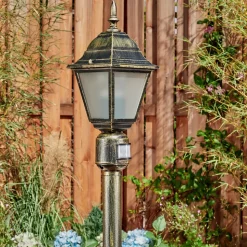 Borne Lumineuse Naofe Or, Noir, 1 Lumiere, Detecteur De Mouvement