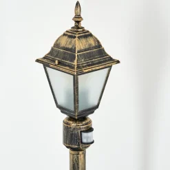 Borne Lumineuse Naofe Or, Noir, 1 Lumiere, Detecteur De Mouvement