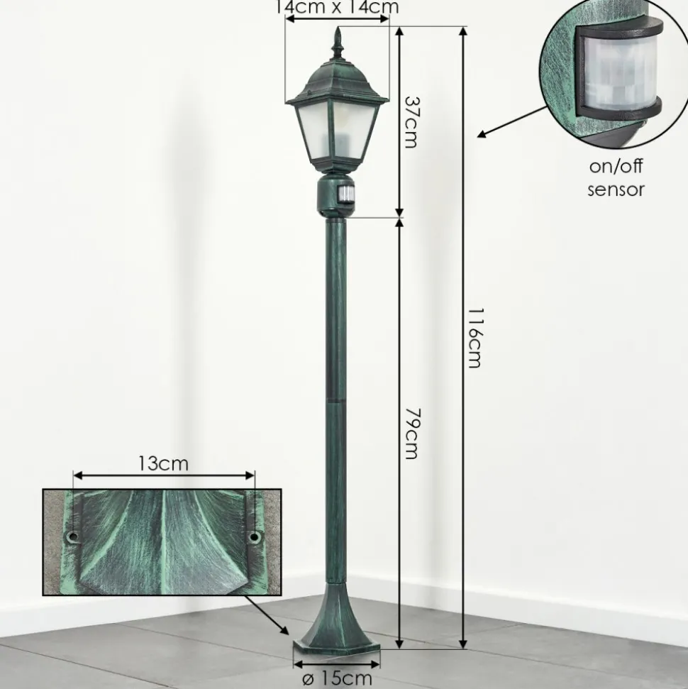 Borne Lumineuse Naofe Vert, Noir, 1 Lumiere, Detecteur De Mouvement