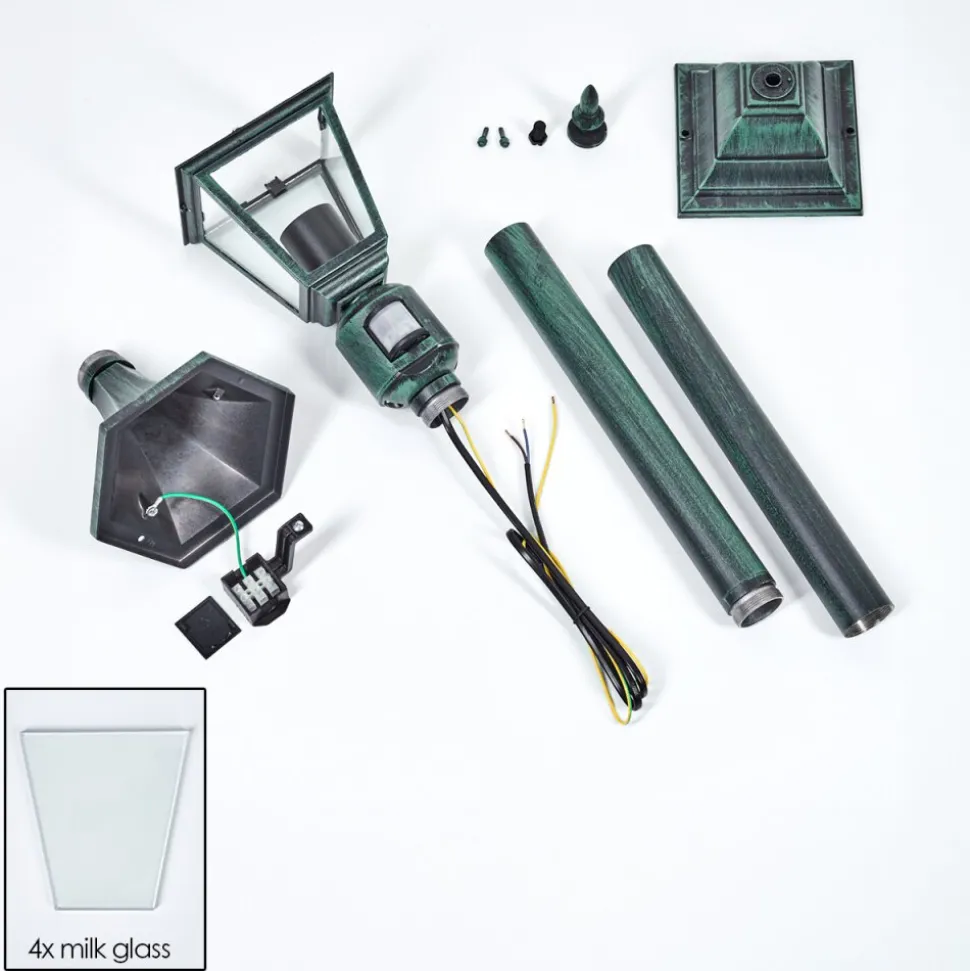 Borne Lumineuse Naofe Vert, Noir, 1 Lumiere, Detecteur De Mouvement