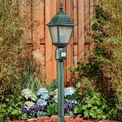 Borne Lumineuse Naofe Vert, Noir, 1 Lumiere, Detecteur De Mouvement