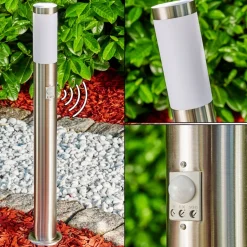 Borne Lumineuse Norburg Acier Inoxydable, 1 Lumiere, Detecteur De Mouvement