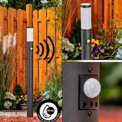 Borne Lumineuse Ruti Noir, 1 Lumiere, Detecteur De Mouvement