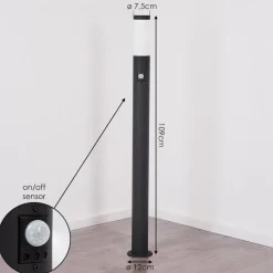 Borne Lumineuse Ruti Noir, 1 Lumiere, Detecteur De Mouvement