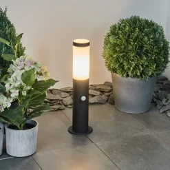 Borne Lumineuse Ruti Noir, 1 Lumiere, Detecteur De Mouvement