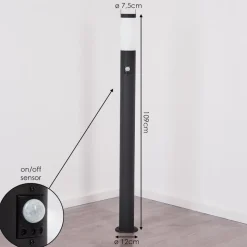 Borne Lumineuse Ruti Noir, 1 Lumiere, Detecteur De Mouvement