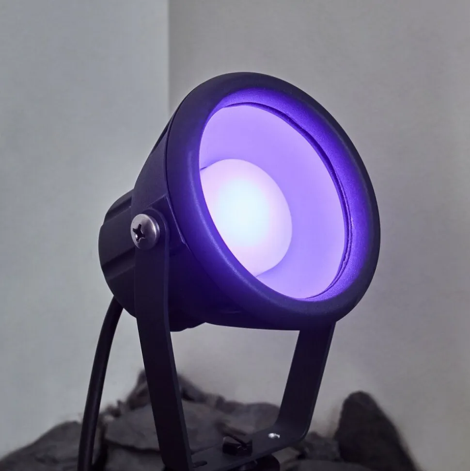 Borne Lumineuse Sempach Led Noir, 1 Lumiere, Changeur De Couleurs
