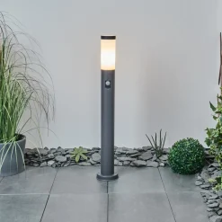 Borne Lumineuse Sessa Anthracite, 1 Lumiere, Detecteur De Mouvement