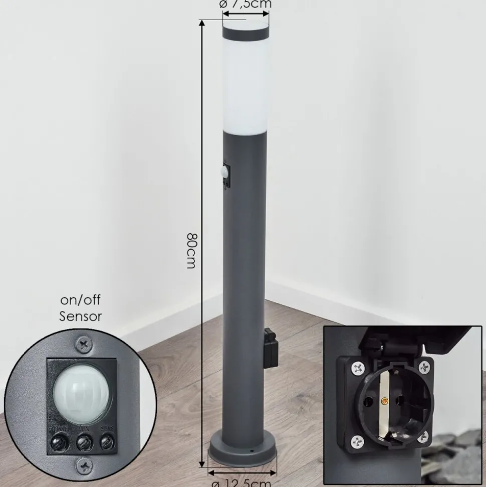 Borne Lumineuse Sessa Anthracite, 1 Lumiere, Detecteur De Mouvement