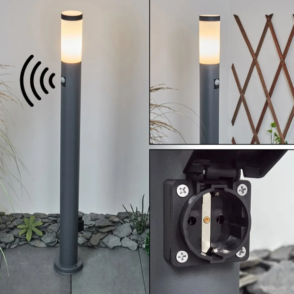 Borne Lumineuse Sessa Anthracite, 1 Lumiere, Detecteur De Mouvement