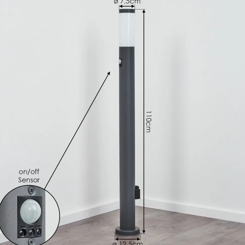 Borne Lumineuse Sessa Anthracite, 1 Lumiere, Detecteur De Mouvement