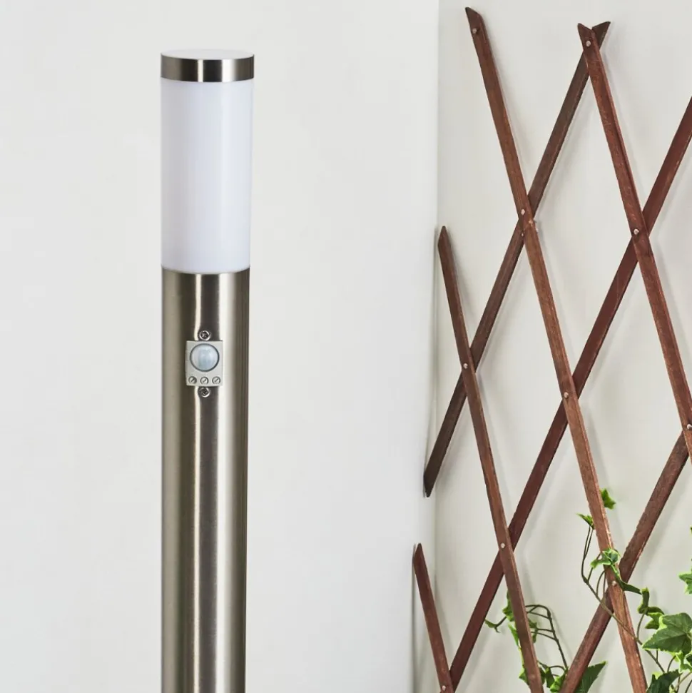 Borne Lumineuse Sessa Nickel Mat, 1 Lumiere, Detecteur De Mouvement