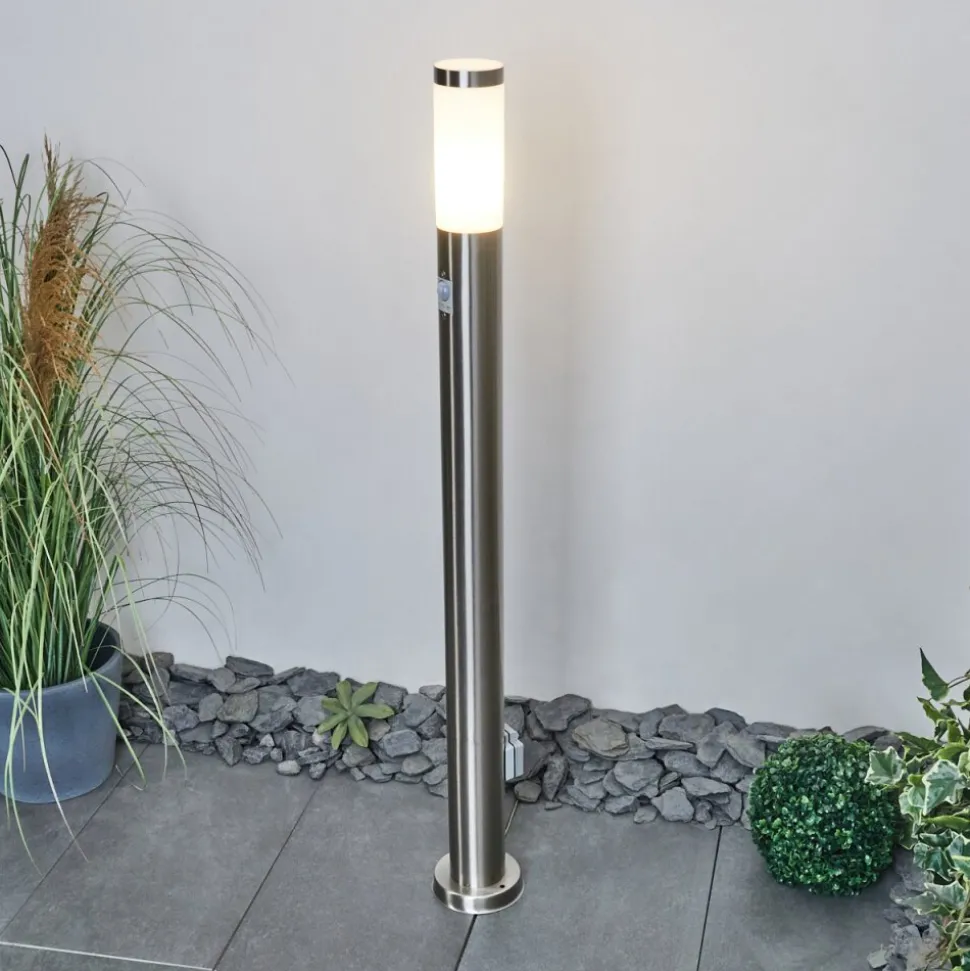 Borne Lumineuse Sessa Nickel Mat, 1 Lumiere, Detecteur De Mouvement