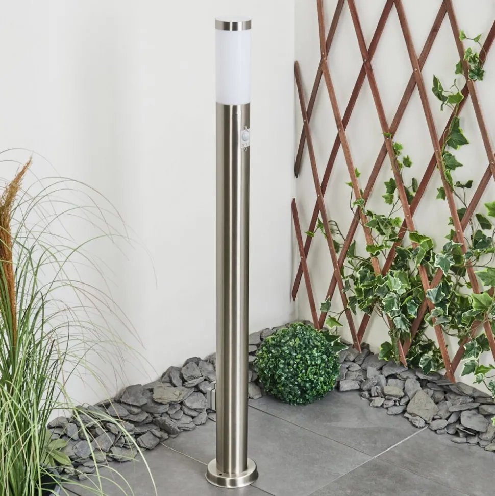 Borne Lumineuse Sessa Nickel Mat, 1 Lumiere, Detecteur De Mouvement