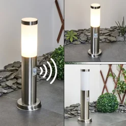 Borne Lumineuse Sessa Nickel Mat, 1 Lumiere, Detecteur De Mouvement