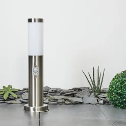 Borne Lumineuse Sessa Nickel Mat, 1 Lumiere, Detecteur De Mouvement
