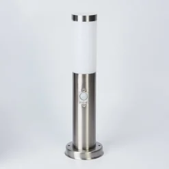 Borne Lumineuse Sessa Nickel Mat, 1 Lumiere, Detecteur De Mouvement