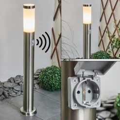 Borne Lumineuse Sessa Nickel Mat, 1 Lumiere, Detecteur De Mouvement