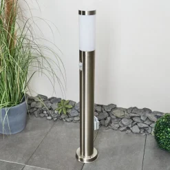 Borne Lumineuse Sessa Nickel Mat, 1 Lumiere, Detecteur De Mouvement
