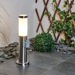 Borne Lumineuse Sessa Nickel Mat, 1 Lumiere