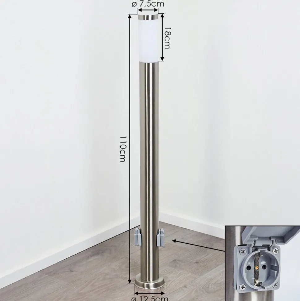 Borne Lumineuse Sessa Nickel Mat, 1 Lumiere